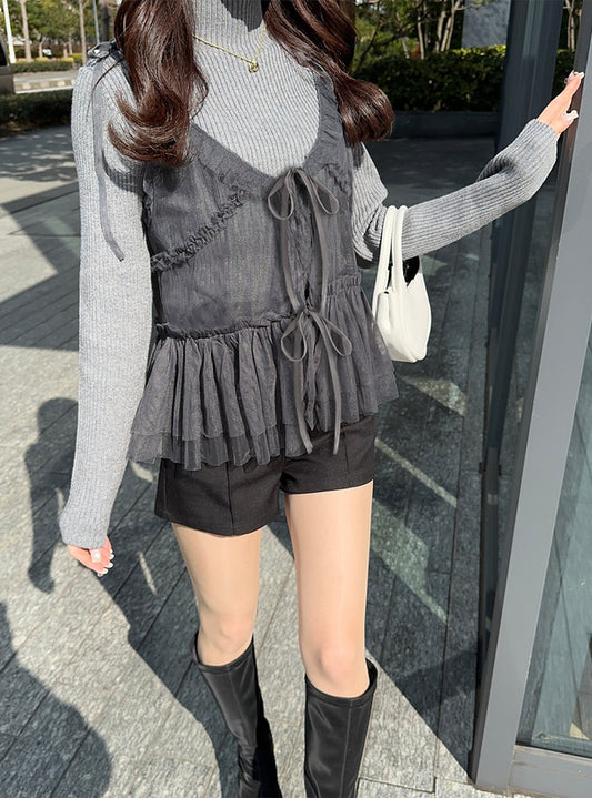 🇯🇵蝴蝶結ruffle邊薄紗
