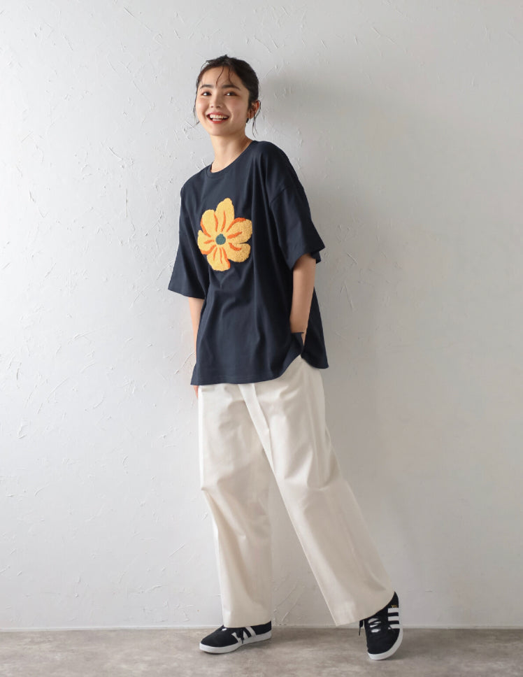 🇯🇵💗拼色刺繡花花Tee