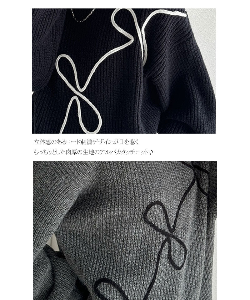 🇯🇵🎀刺繡絲帶針織top