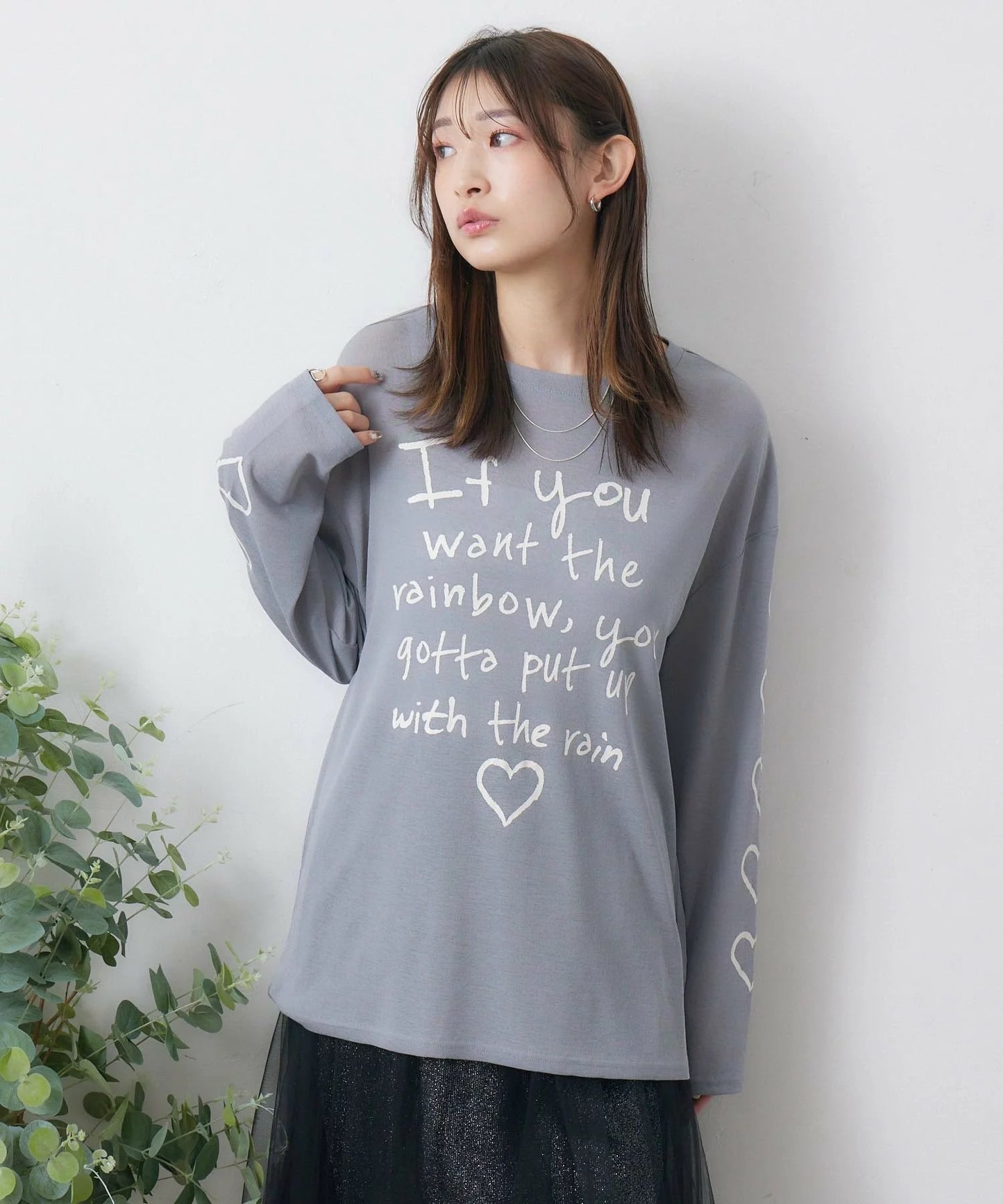 🇯🇵字母print薄紗長袖