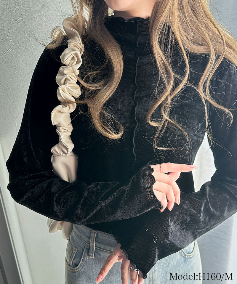 🇯🇵絨面ruffle打底top