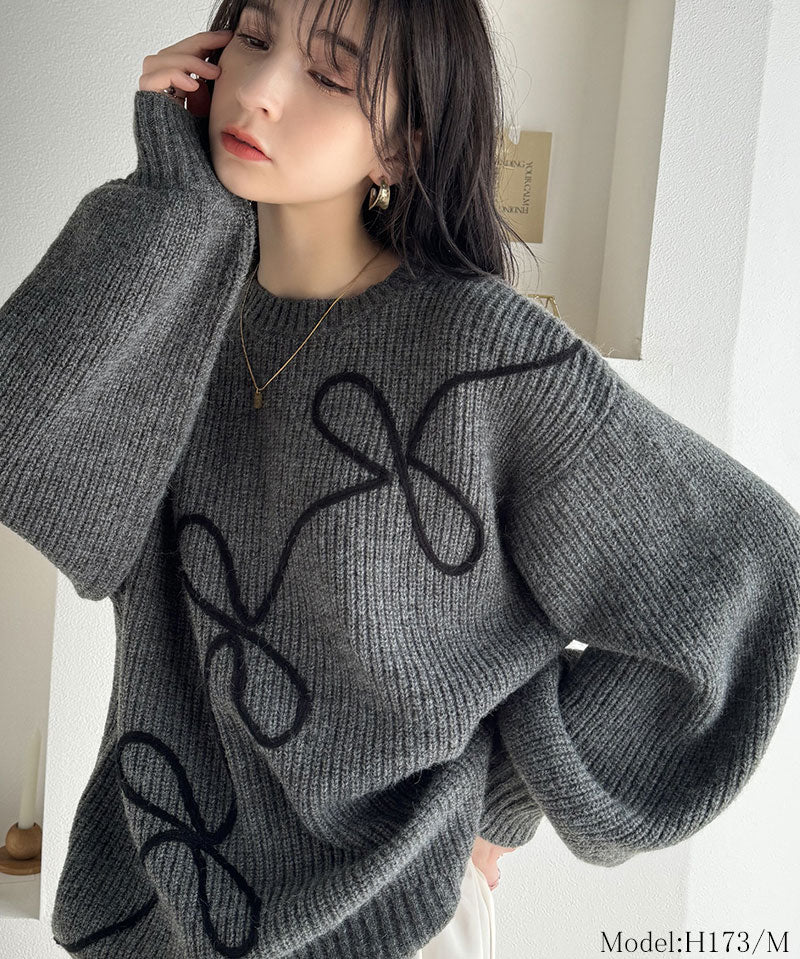 🇯🇵🎀刺繡絲帶針織top