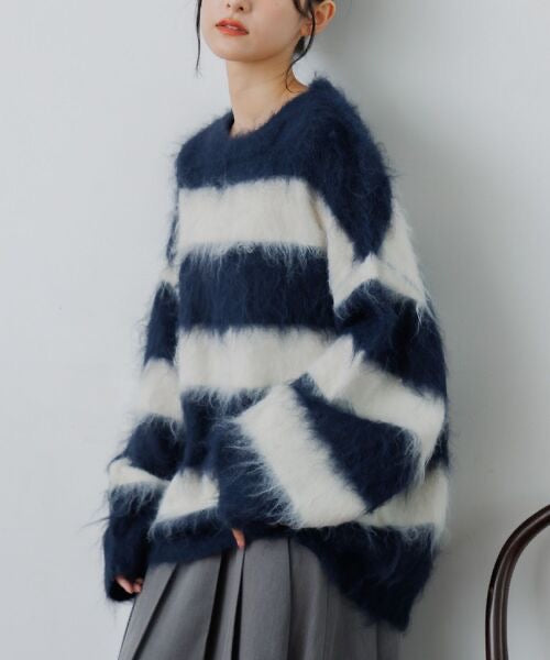 🇯🇵🤎毛茸茸間條Knit top