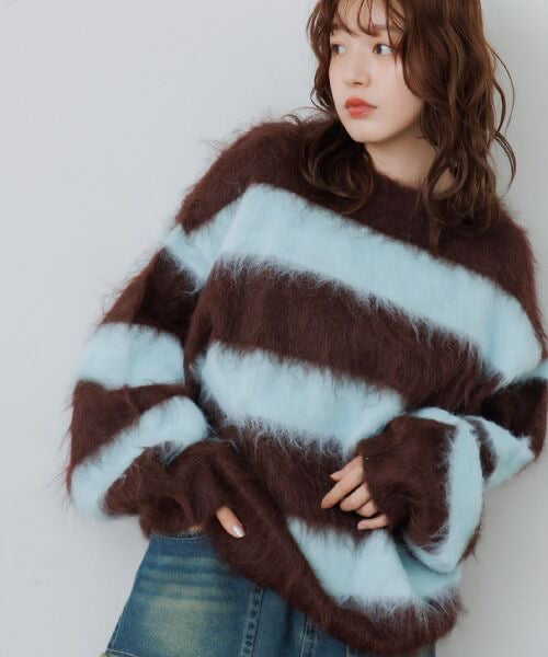 🇯🇵🤎毛茸茸間條Knit top