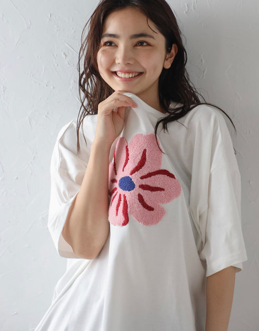 🇯🇵💗拼色刺繡花花Tee