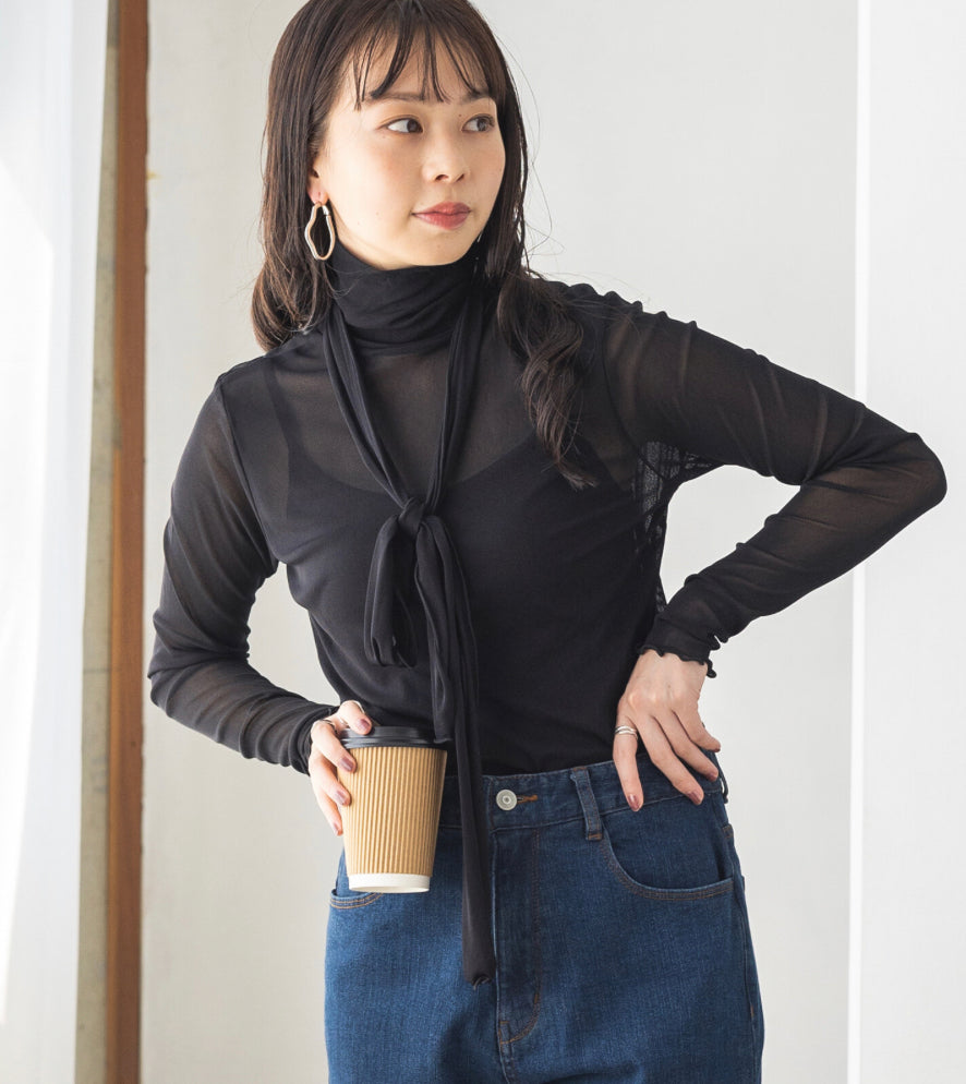 🇯🇵jp collar薄紗top set