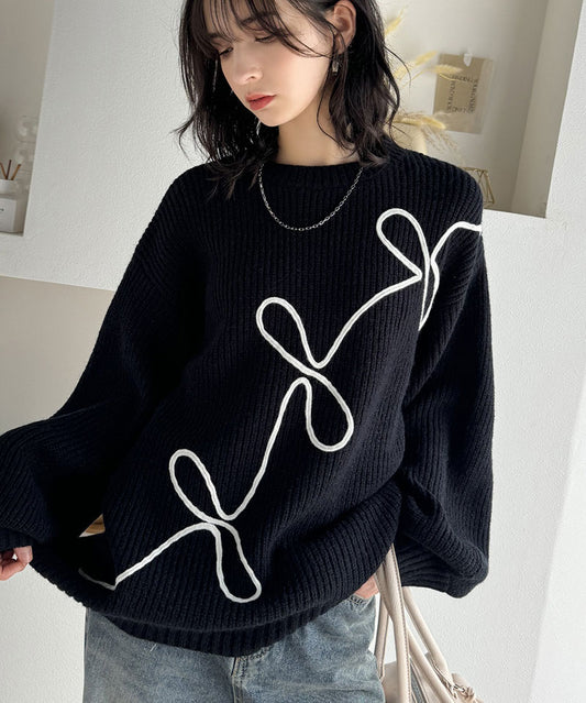 🇯🇵🎀刺繡絲帶針織top