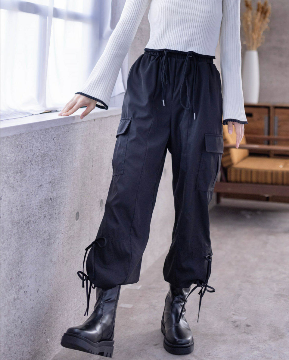 🇯🇵≪秋季先行≫下襬側蝴蝶結工裝褲