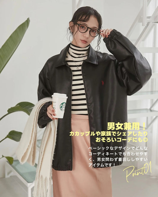 🇯🇵US POLO 刺繡logo皮外套