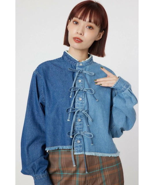 🇯🇵🎀拼布蝴蝶結短版恤衫