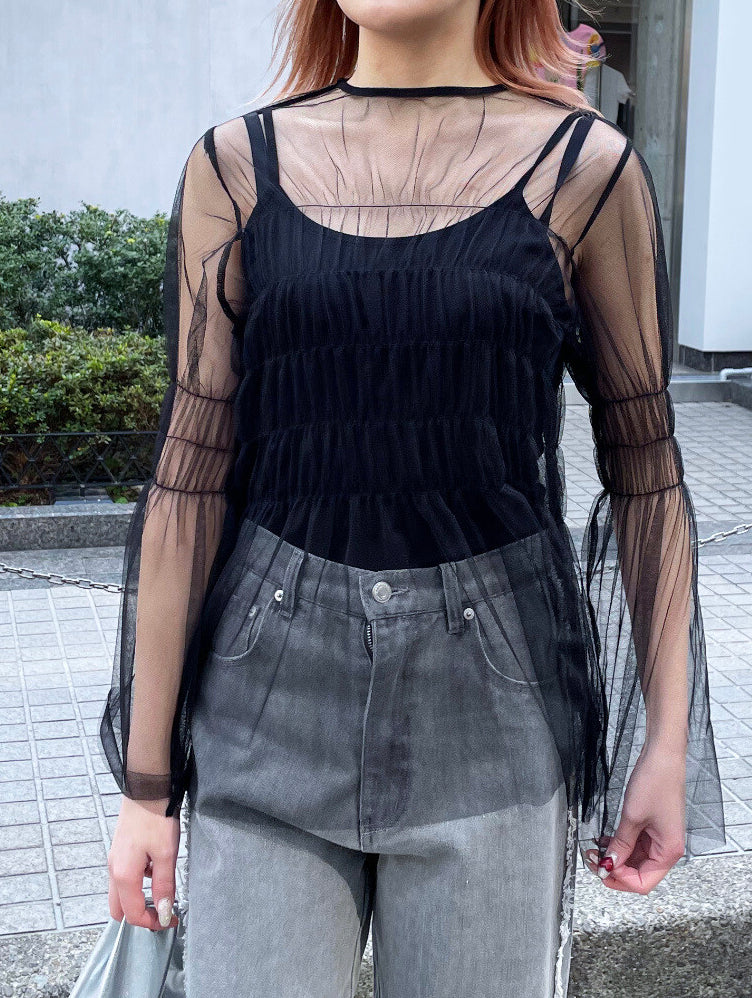 🇯🇵薄紗皺皺上衣