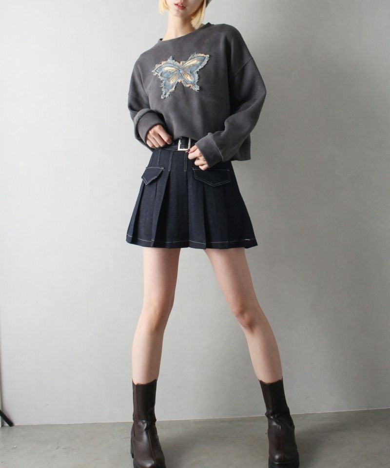 🇯🇵💗牛仔破布蝴蝶抓毛衛衣
