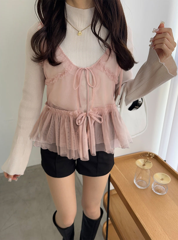 🇯🇵蝴蝶結ruffle邊薄紗