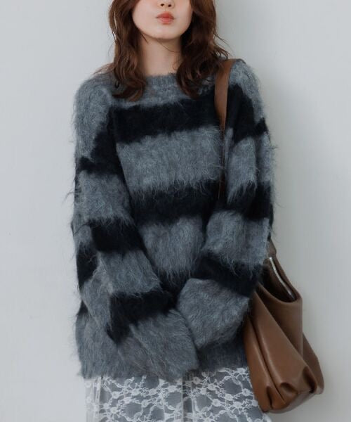 🇯🇵🤎毛茸茸間條Knit top