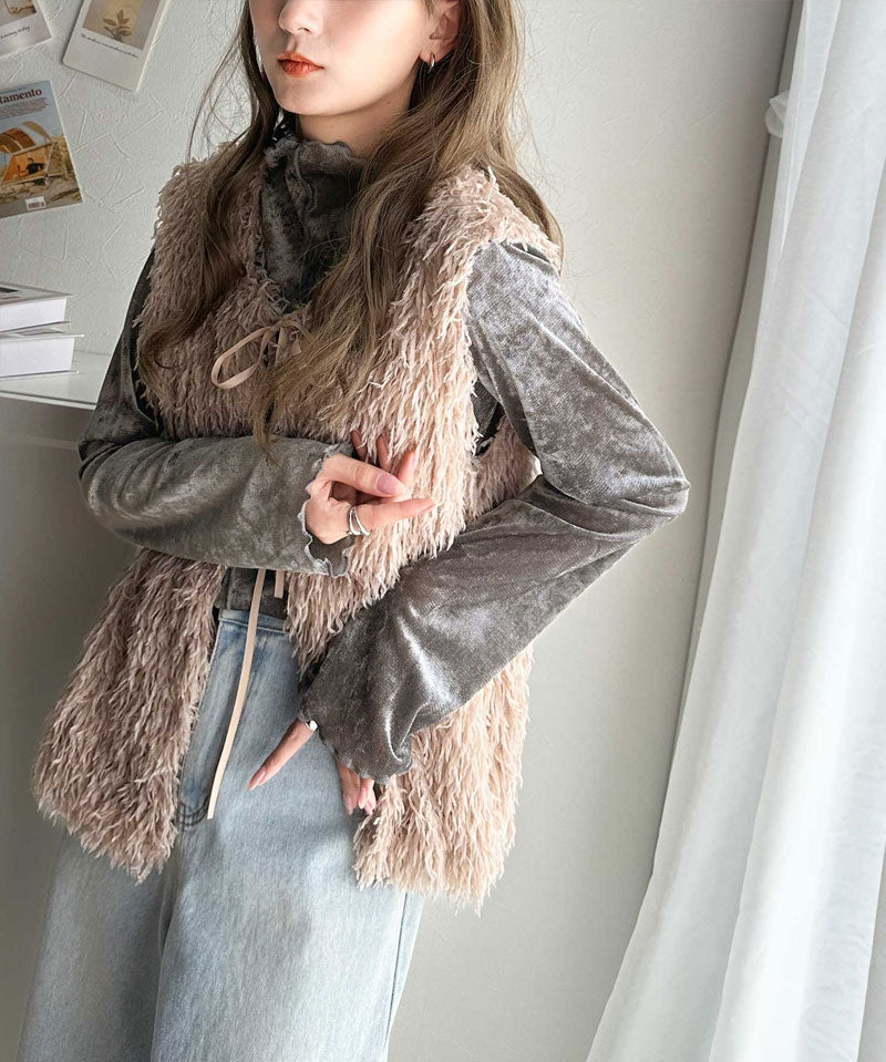 🇯🇵絨面ruffle打底top