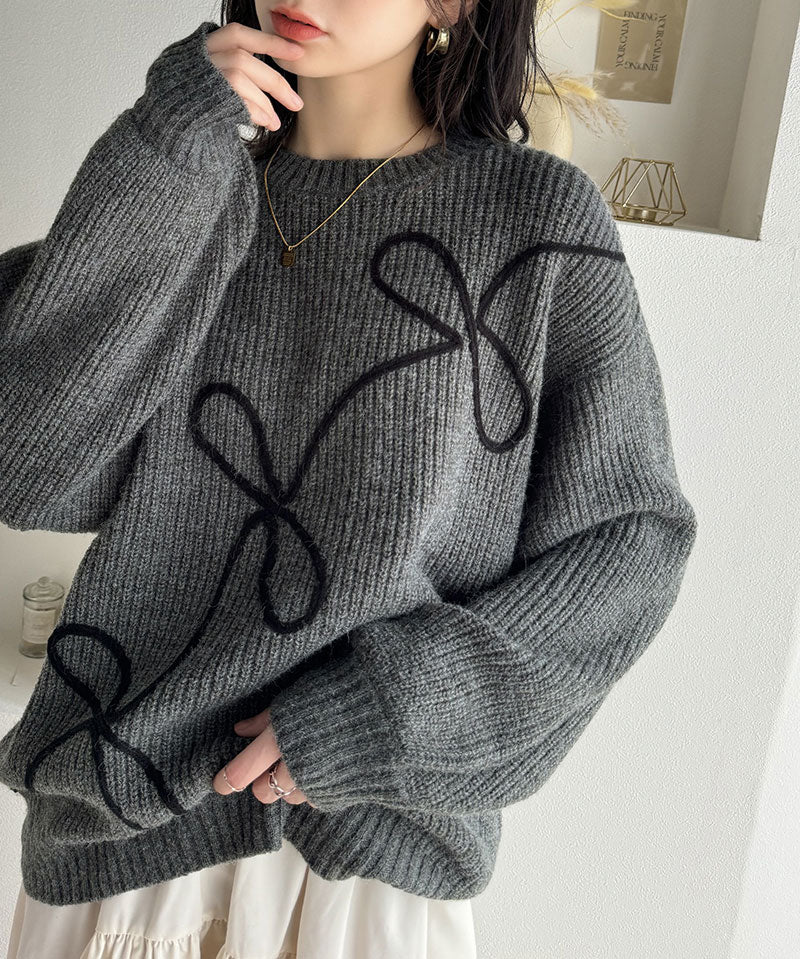 🇯🇵🎀刺繡絲帶針織top