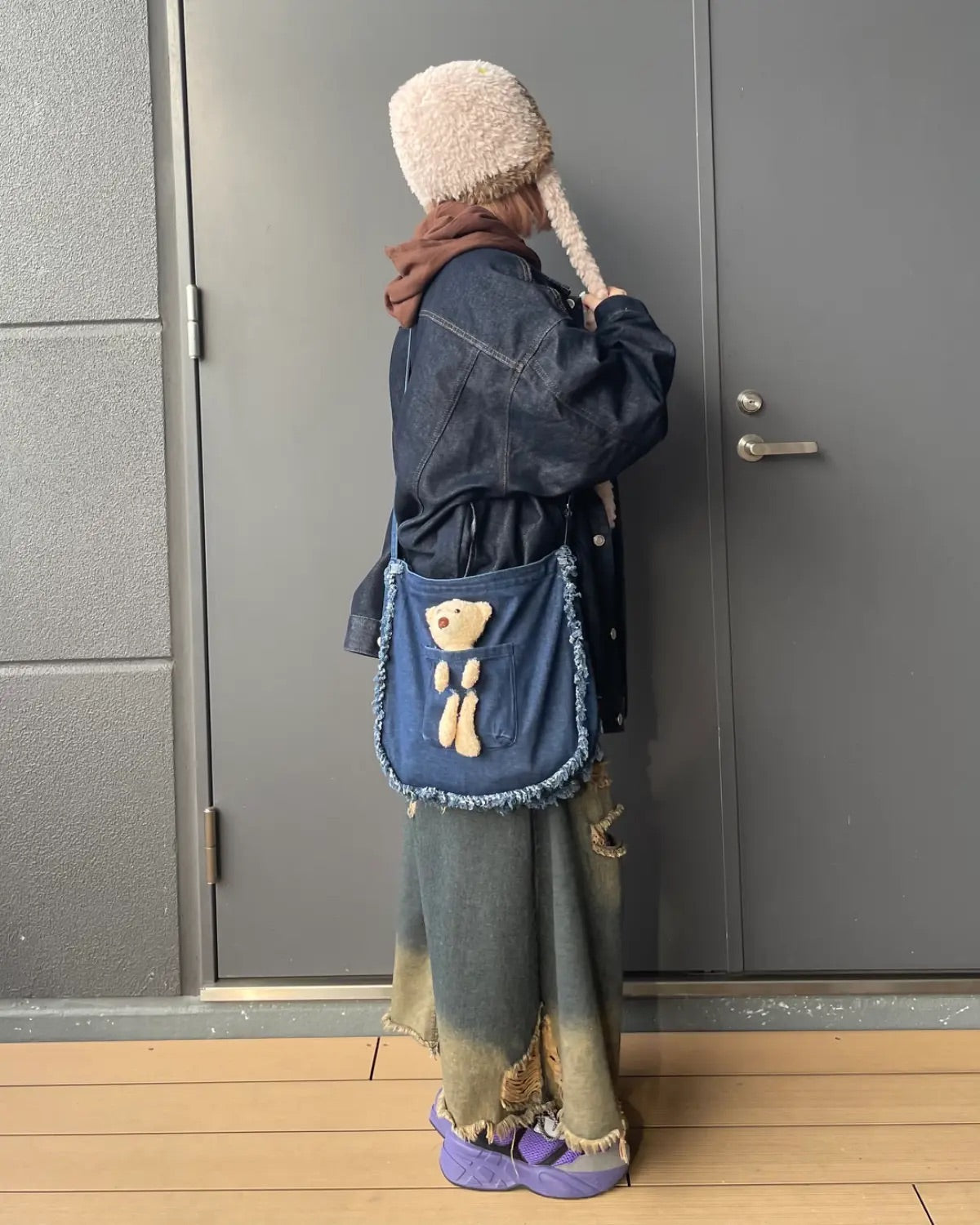 🇯🇵超可愛熊仔牛仔布袋￼