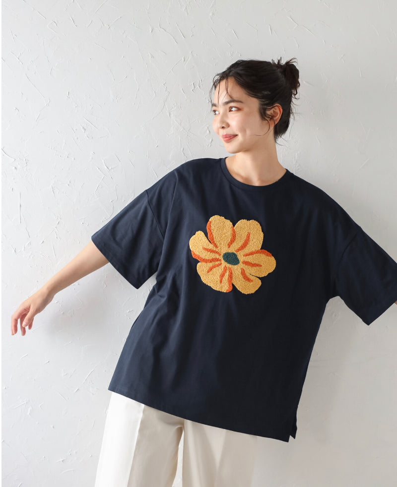 🇯🇵💗拼色刺繡花花Tee