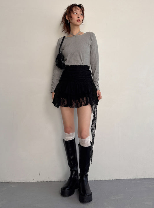 🇯🇵🖤Lace質地不規則短裙