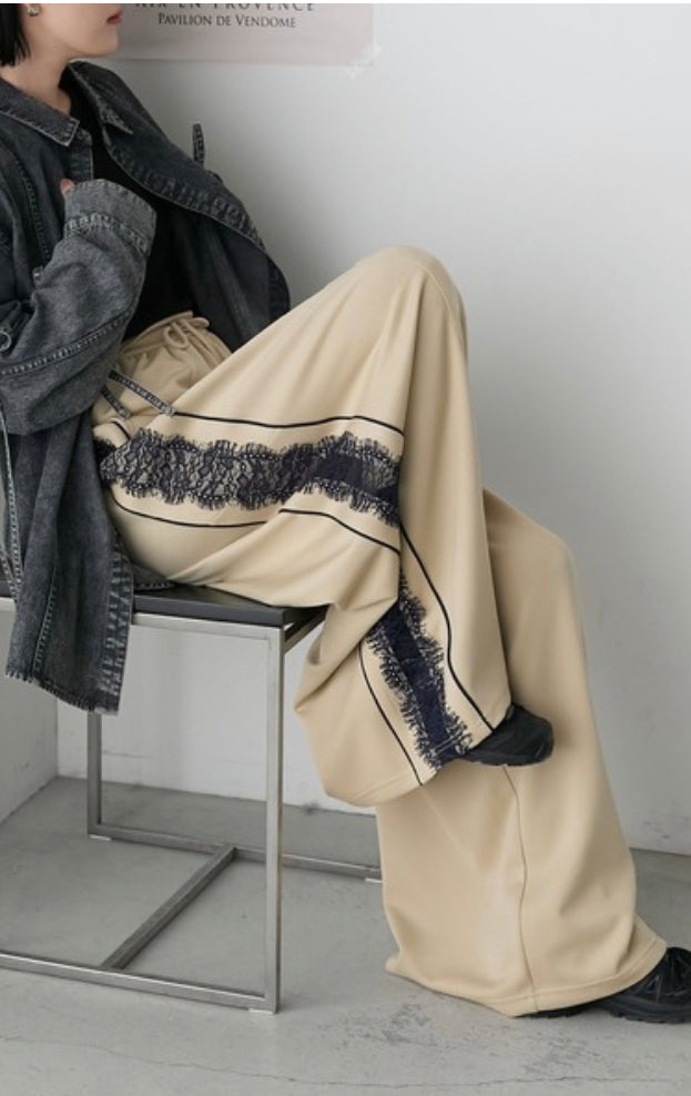 🇯🇵💗 蕾絲透明寬闊腿運動褲