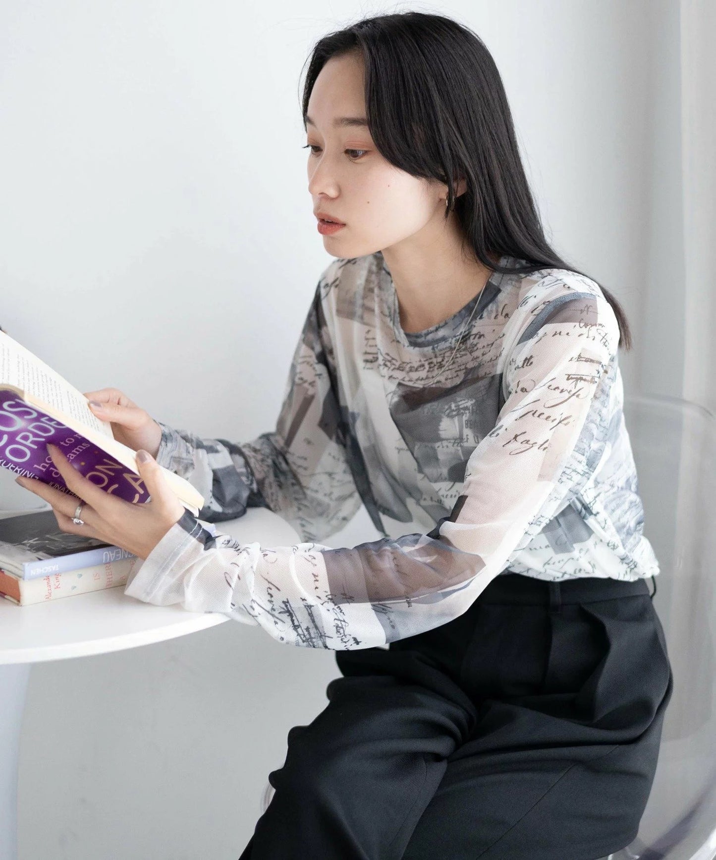 🇯🇵薄紗印花長袖top