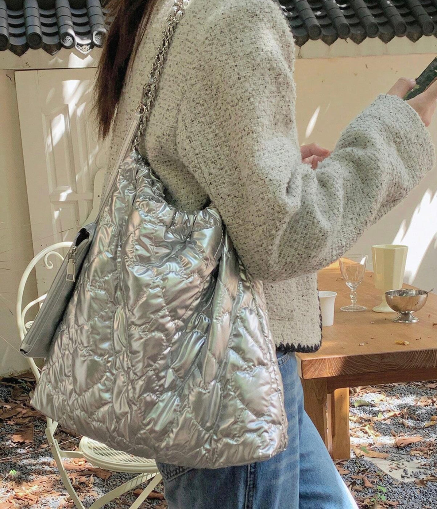 🇯🇵心心夾棉tote bag