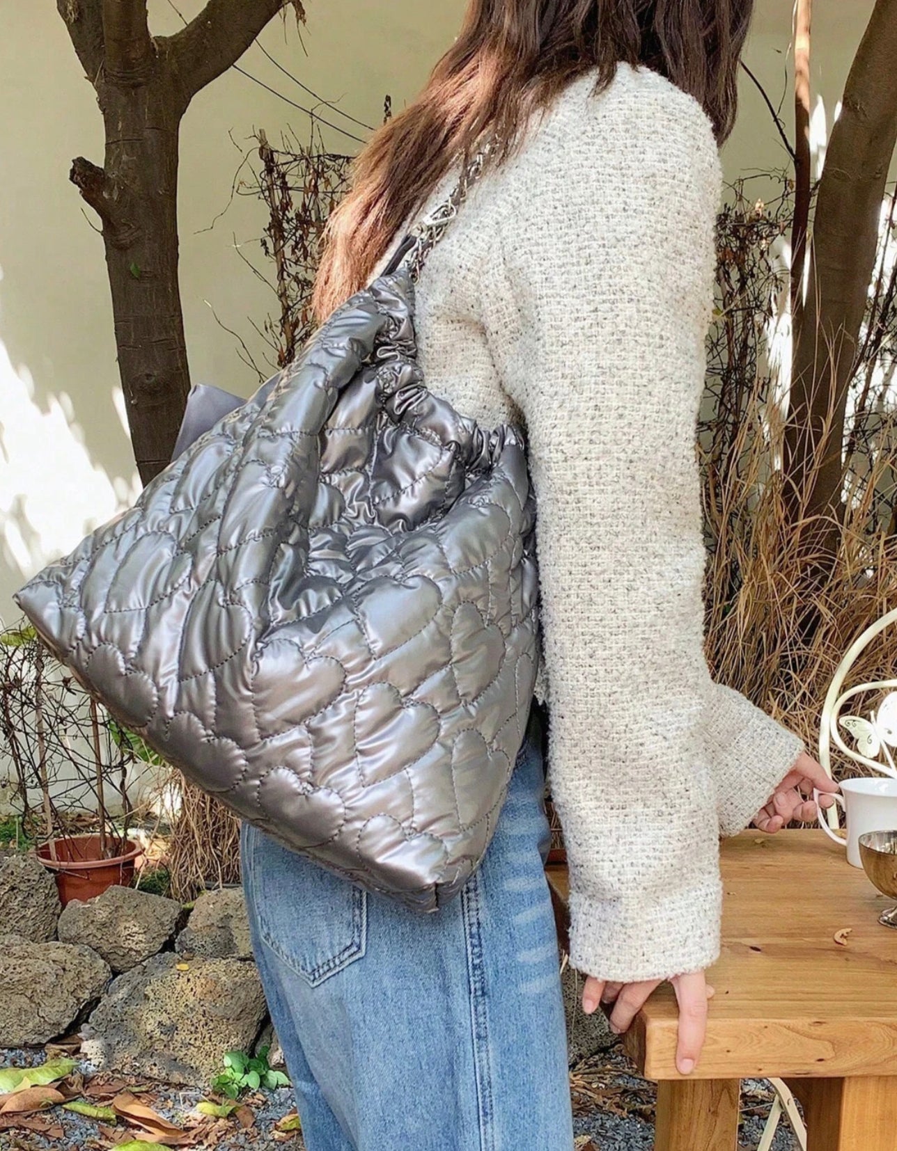 🇯🇵心心夾棉tote bag