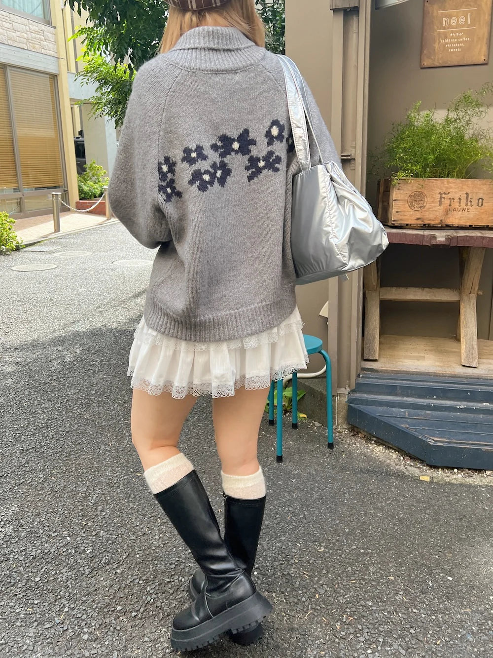 🇯🇵針織花花雙拉鍊外套