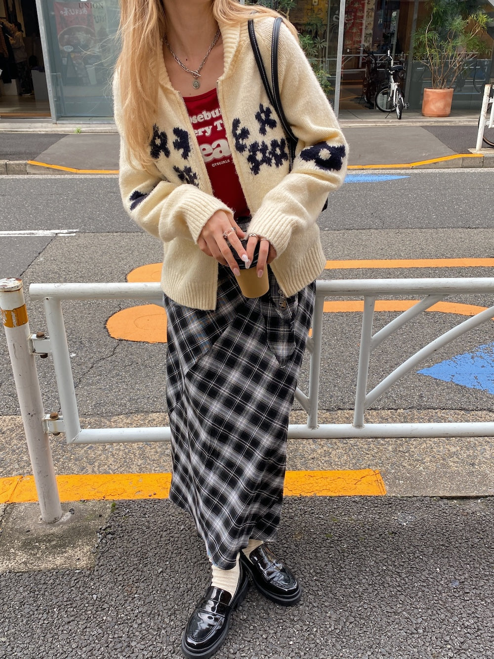🇯🇵針織花花雙拉鍊外套