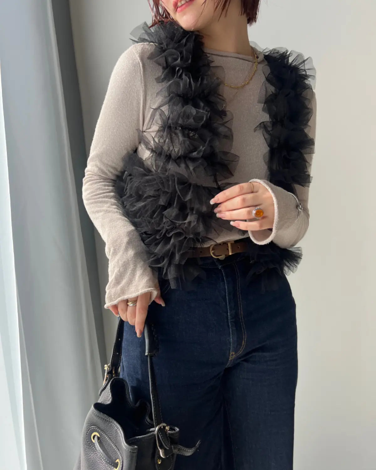 🇯🇵Ruffle薄紗 volume vest