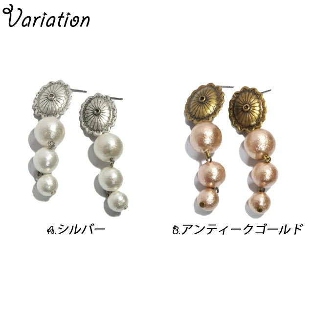 🇯🇵jp 合金concho 淡水珍珠耳環