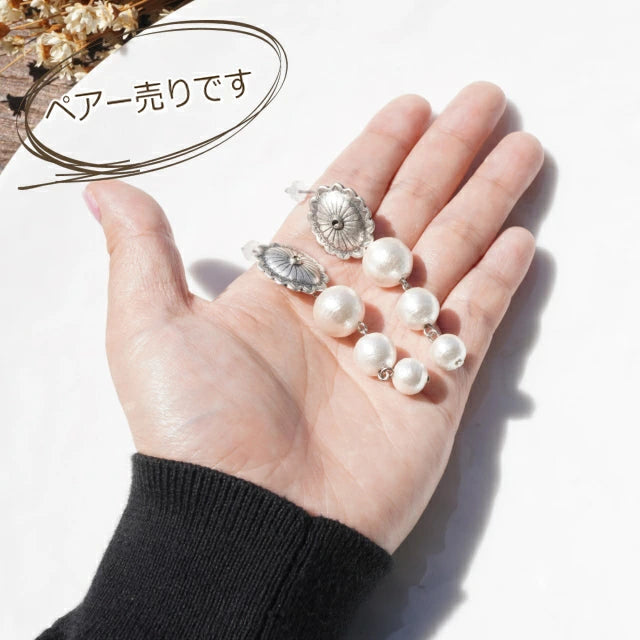 🇯🇵jp 合金concho 淡水珍珠耳環