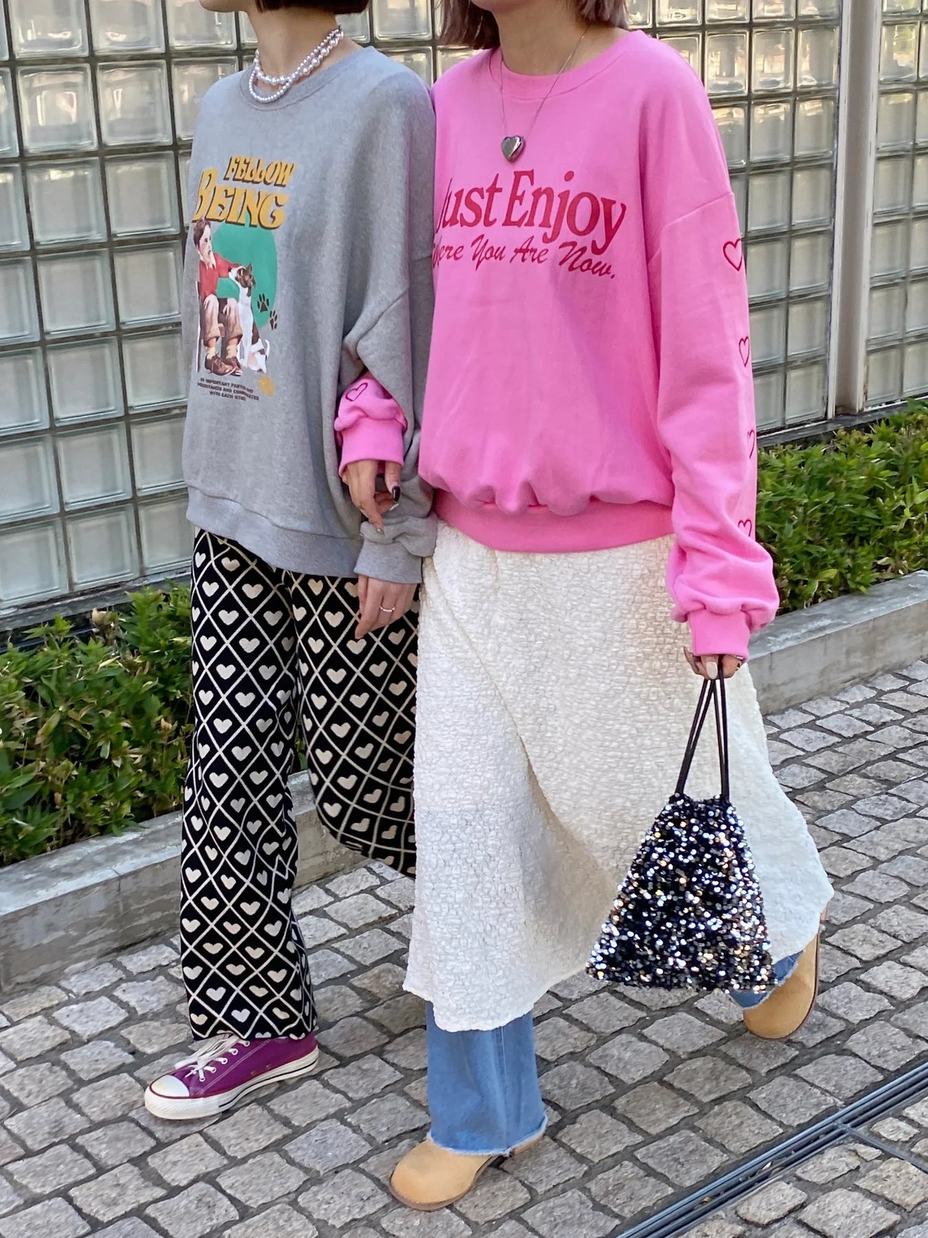 🇯🇵💕菱格心心針織褲